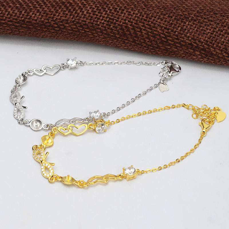 Cubic Zirconia Bow Tie Pearl Bracelet Setting-Feliz Pearl - Feliz Pearl