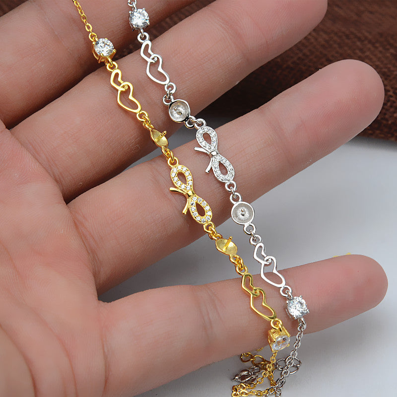 Cubic Zirconia Bow Tie Pearl Bracelet Setting-Feliz Pearl - Feliz Pearl