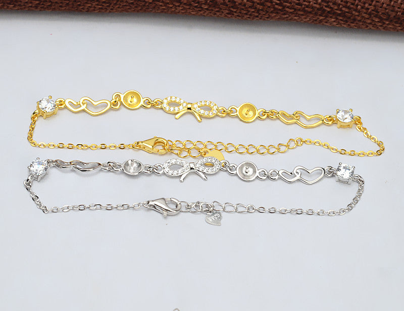 Cubic Zirconia Bow Tie Pearl Bracelet Setting-Feliz Pearl - Feliz Pearl