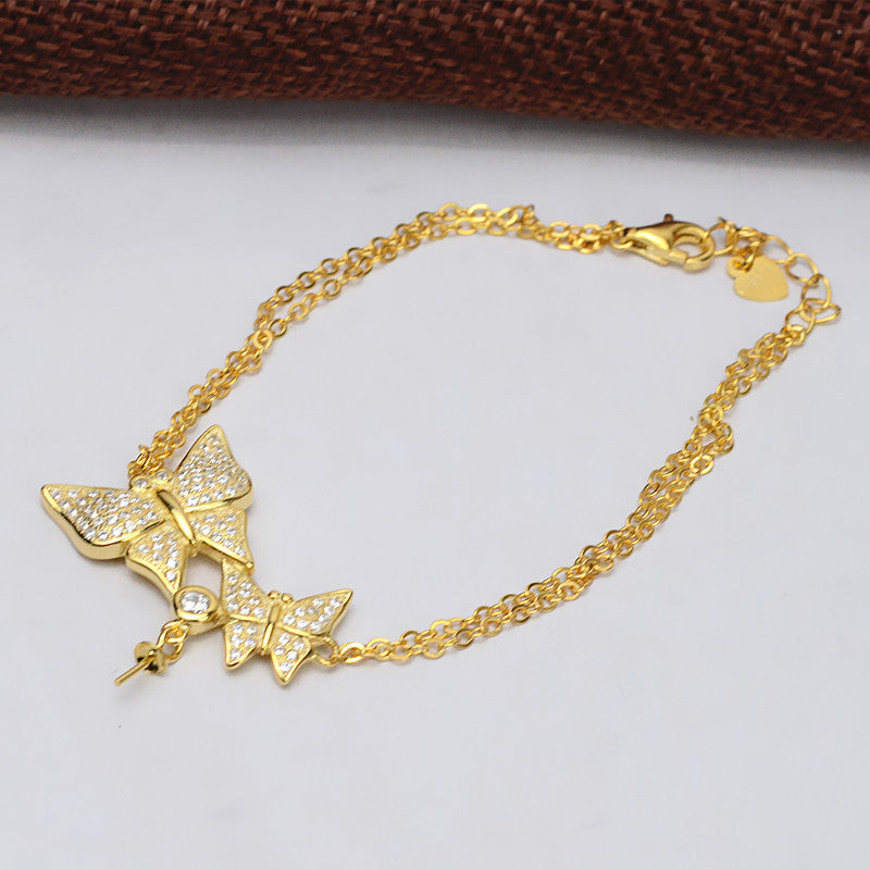 Cubic Zirconia Butterfly Pearl Bracelet Setting-Feliz Pearl - Feliz Pearl