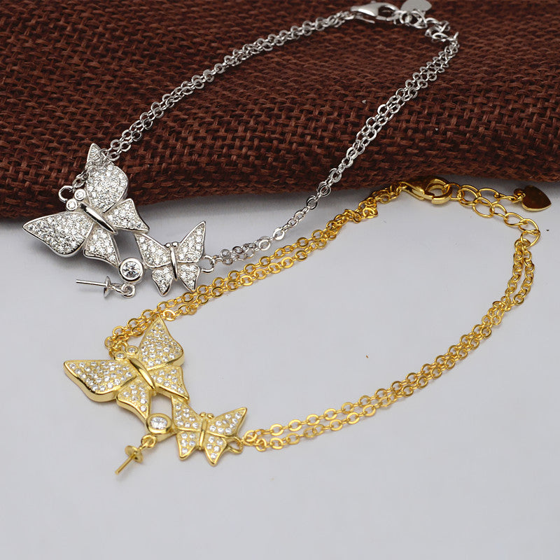Cubic Zirconia Butterfly Pearl Bracelet Setting-Feliz Pearl - Feliz Pearl