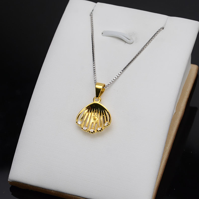 Cubic Zirconia Shell Pendant Setting-S925 Sterling Silver - Feliz Pearl