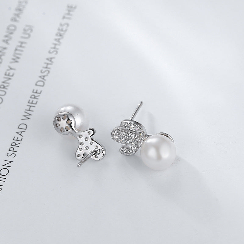 Lovely Cubic Zirconia Cactus Earring Setting-S925 Sterling Silver - Feliz Pearl