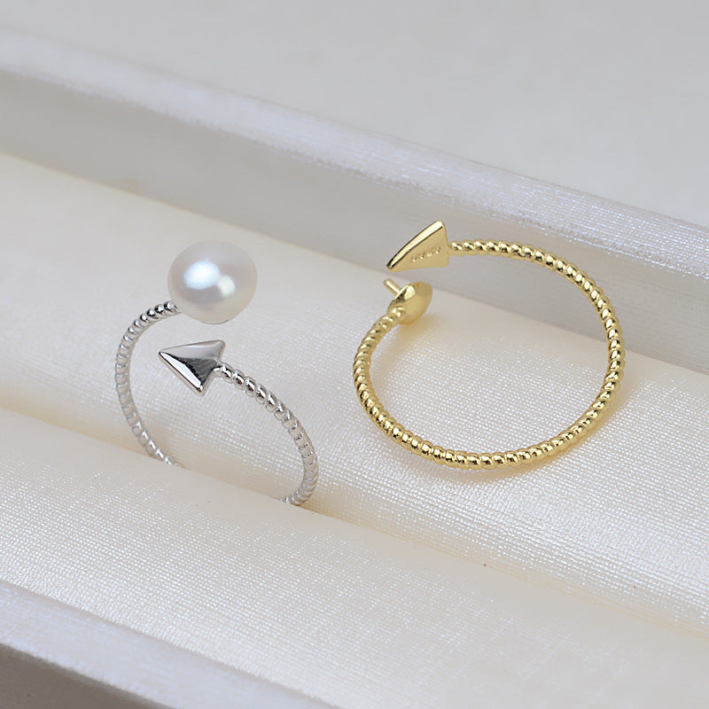 Minimalist S925 Sterling Silver Twisted Arrow Pearl Ring Mounting - Feliz Pearl