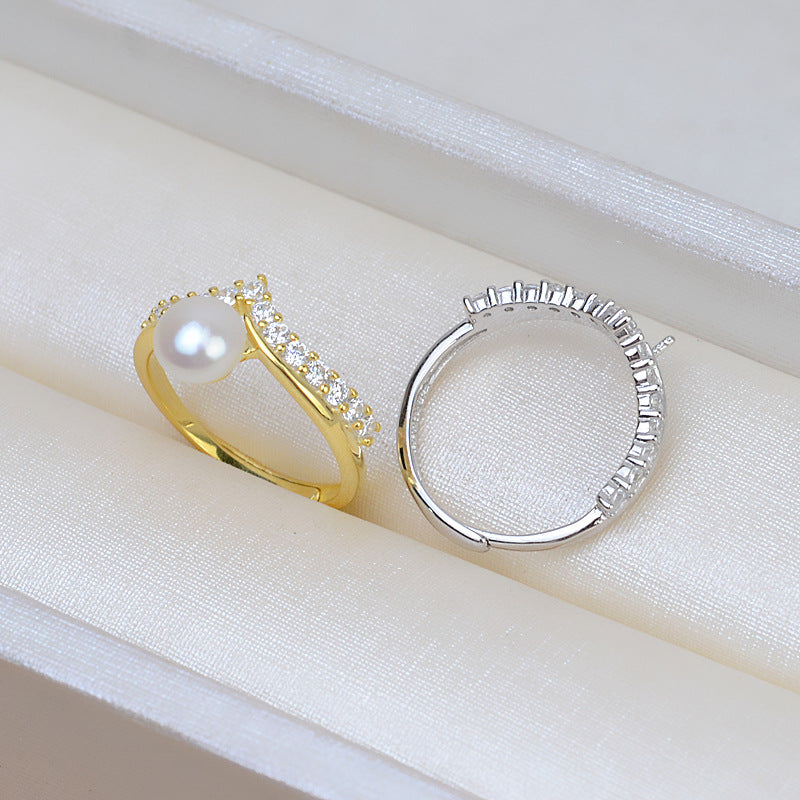 Tiny Crown Pearl Ring Setting-S925 Sterling Silver - Feliz Pearl