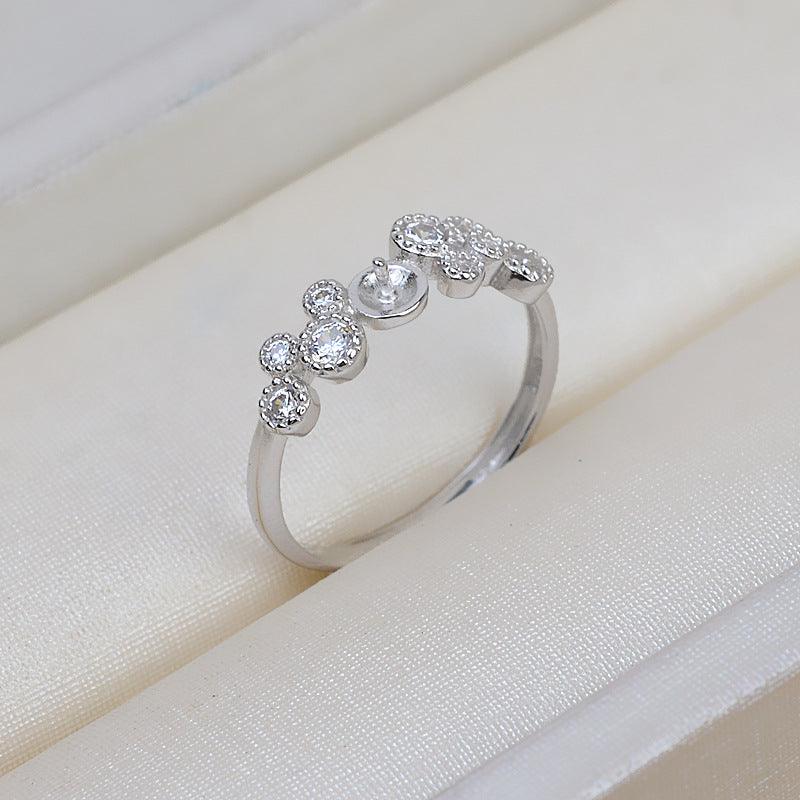 S925 Sterling Silver Flower Pearl Ring Mounting-Jewelry Making - Feliz Pearl