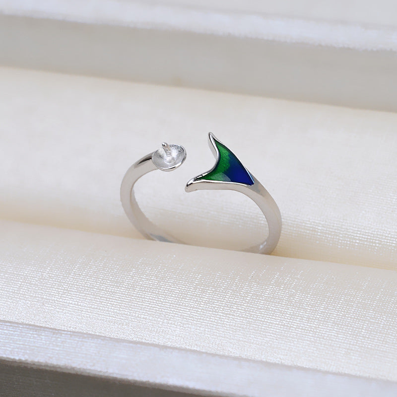 Adjustable Size Mermaid Tail Pearl Ring Silver Mounting-Feliz Pearl - Feliz Pearl