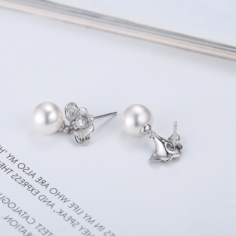 Silver Flower Pearl Earring Setting-DIY Jewelry Setting - Feliz Pearl