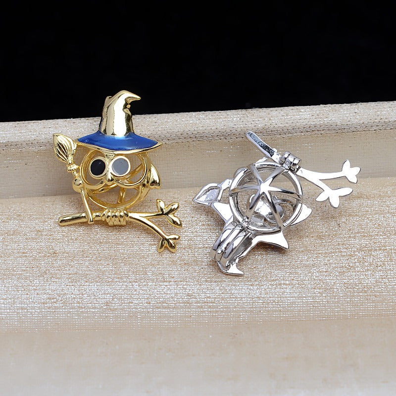 S925 Sterling Silver Happy Witch Pearl Cage Pendant - Feliz Pearl