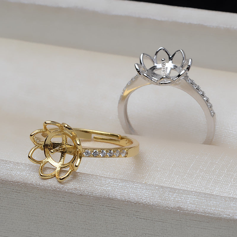 S925 Sterling Silver Round Pearl Ring Settings-Feliz Pearl - Feliz Pearl