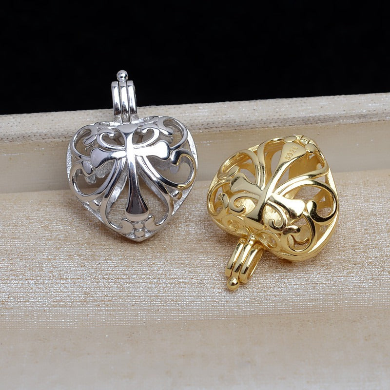 Wholesale Santa Cross Pearl Cage Pendant - Feliz Pearl