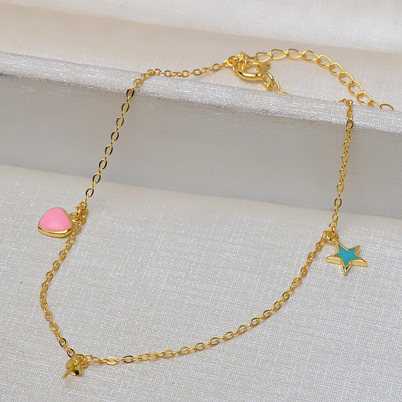 Star& Heart Pearl Bracelet Setting- S925 Silver Jewelry Setting - Feliz Pearl