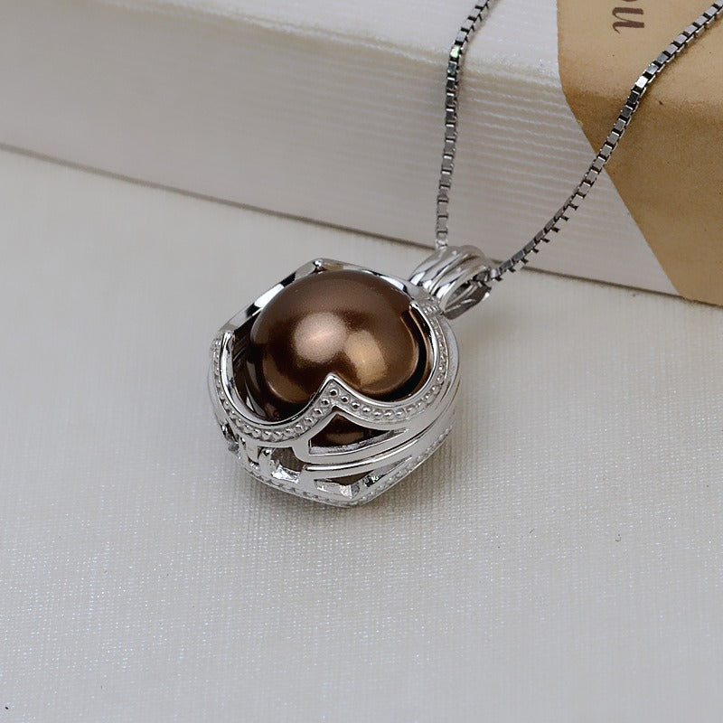 Sterling Silver Globe Pearl Cage Pendant - Feliz Pearl