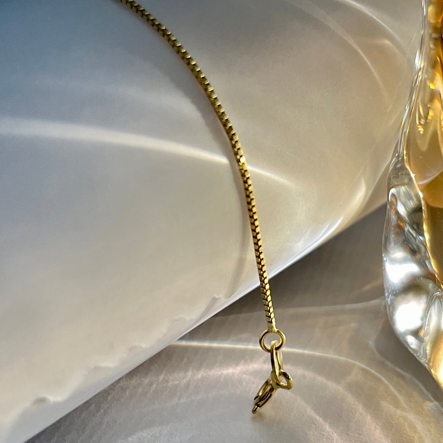 Yellow Gold Box Chain Pin Chain