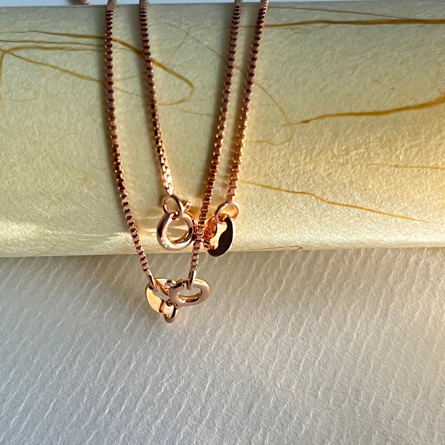 Rose Gold Color 0.8mm Silver Box Chain