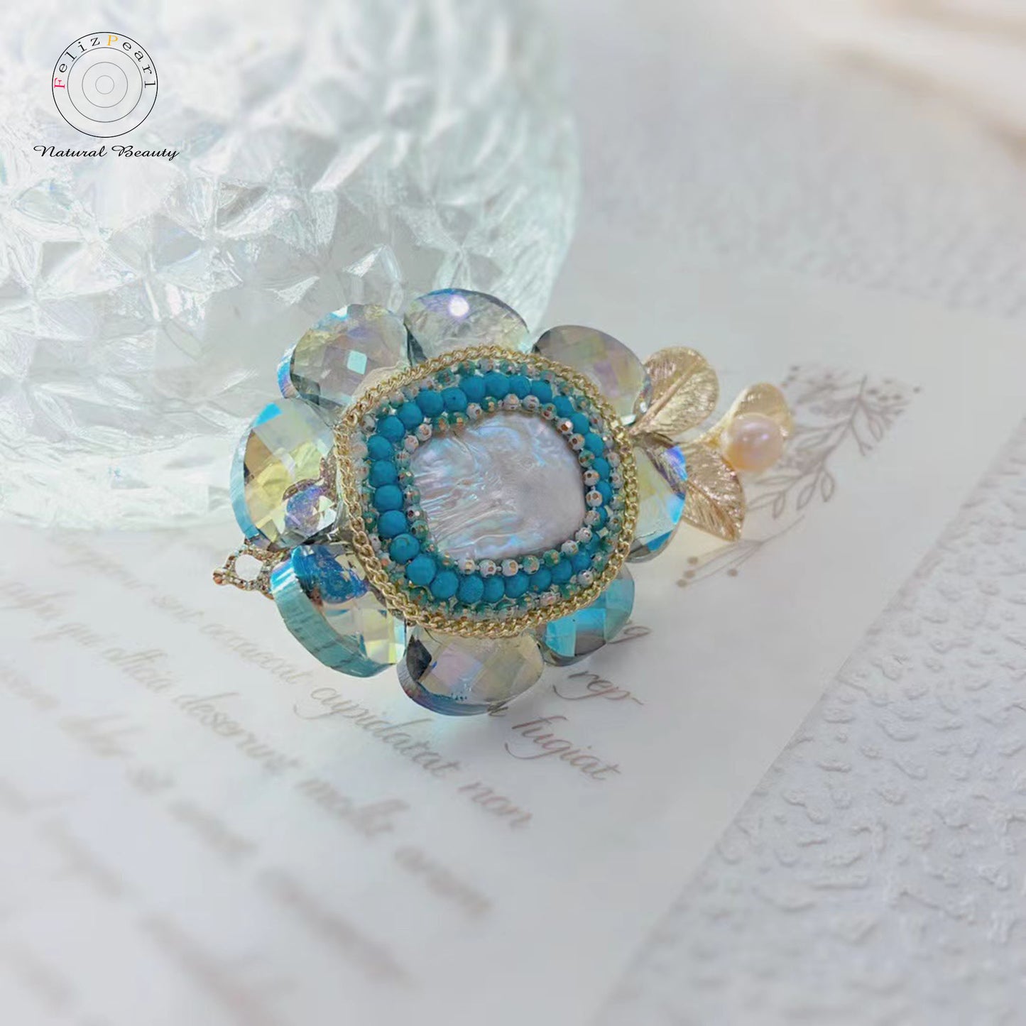 Treatment Turquoise Baroque Pearl Brooch - Feliz Pearl