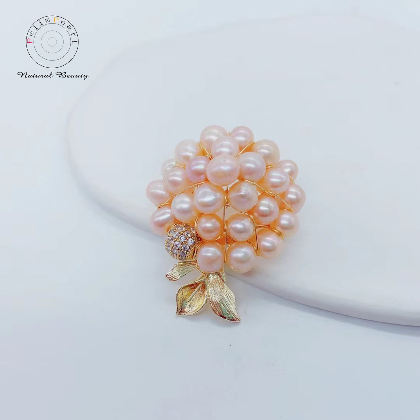 Handmade Floral Freshwater Pearl Brooch - Feliz Pearl