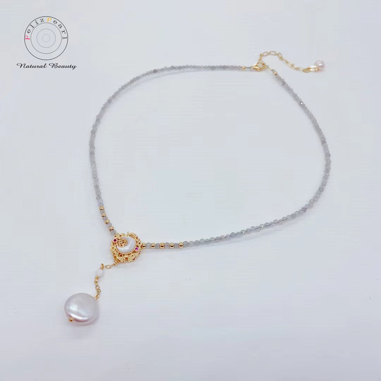 Moonlight Cat's Eye Stone Pearl Necklace - Feliz Pearl