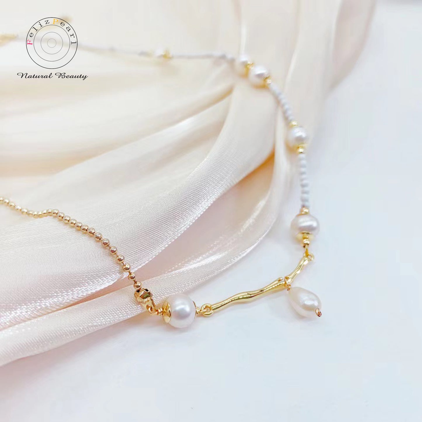 White Turquoise Freshwater Pearl Necklace - Feliz Pearl