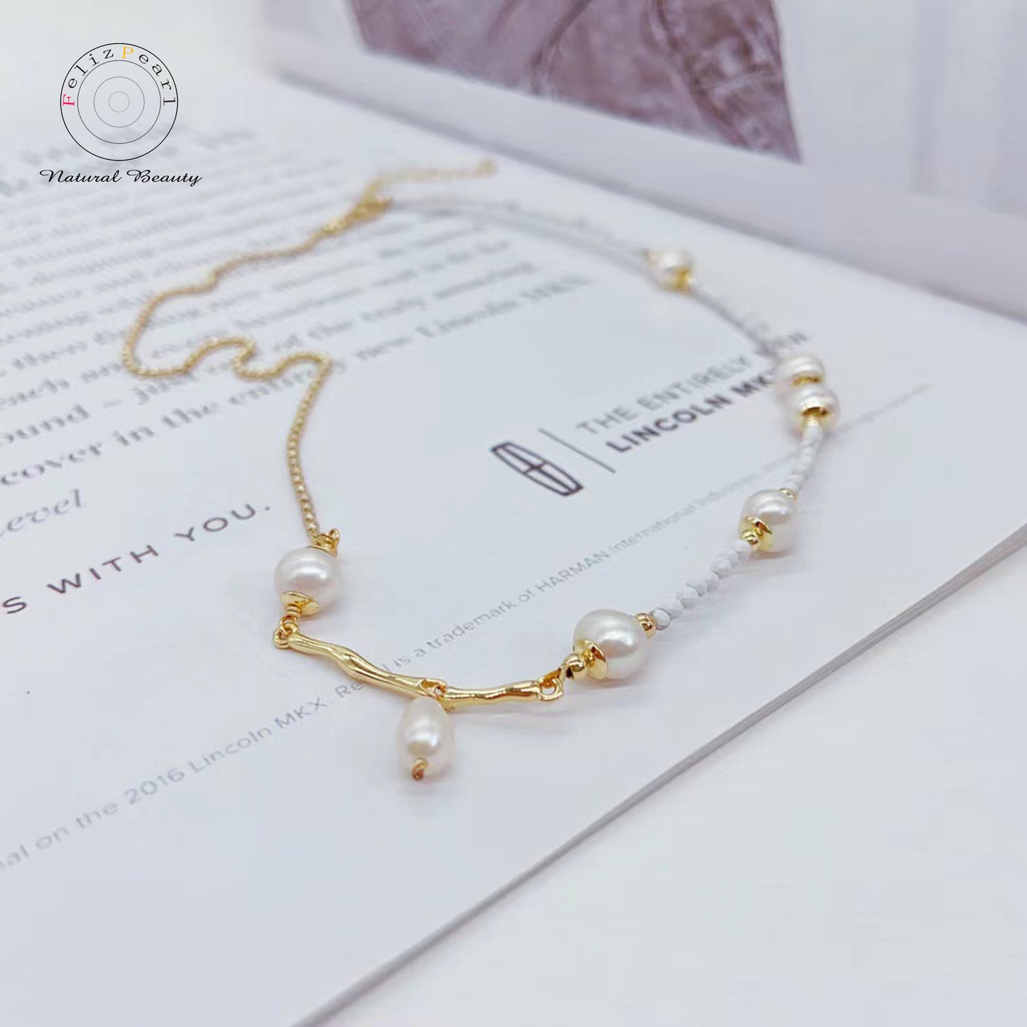 White Turquoise Freshwater Pearl Necklace - Feliz Pearl