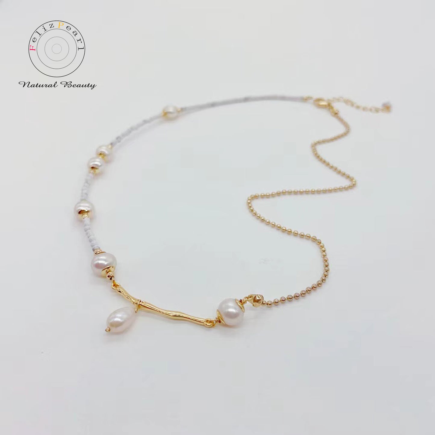 White Turquoise Freshwater Pearl Necklace - Feliz Pearl