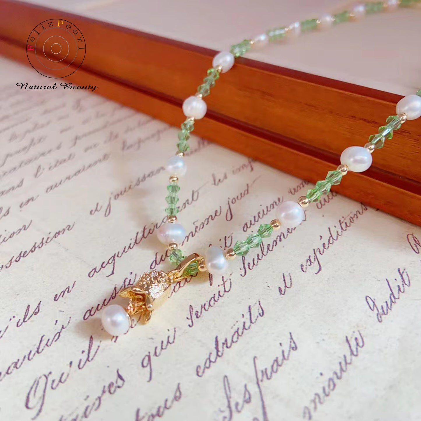 Lovely Bell Orchid Crystal Necklace Freshwater Pearl Jewelry - Feliz Pearl