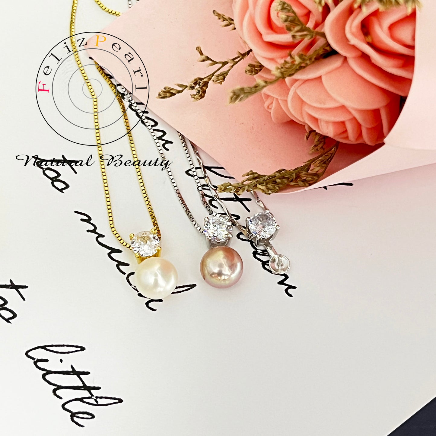 Classic S925 Sterling Silver Cubic Zirconia Pearl Pendant Setting - Feliz Pearl