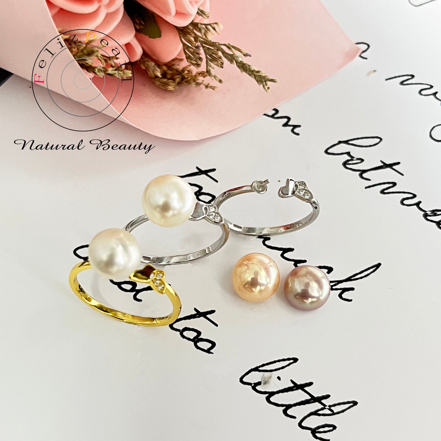 Chic Sterling Silver Cubic Zirconia Butterfly Pearl Ring Mounting - Feliz Pearl