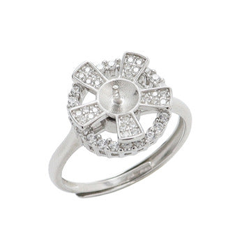 S925 Sterling Silver Cubic Zirconia Rotable Pearl Ring Settings - Feliz Pearl