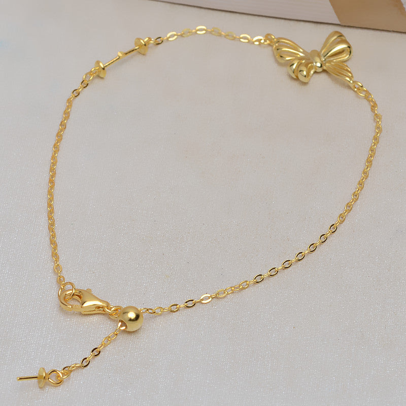 S925 Sterling Silver Bow Tie Bracelet Setting-Feliz Pearl - Feliz Pearl