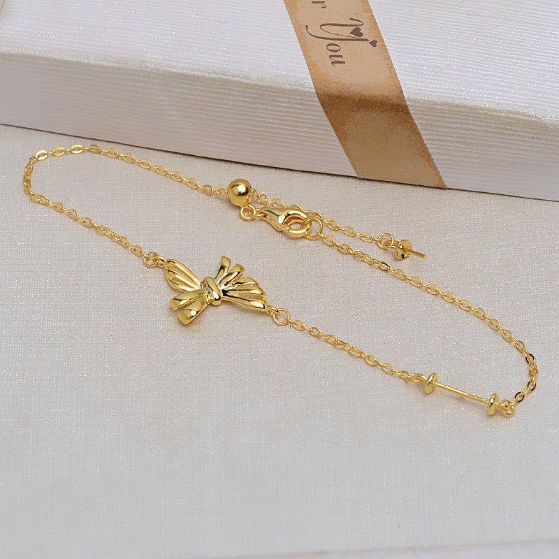 S925 Sterling Silver Bow Tie Bracelet Setting-Feliz Pearl - Feliz Pearl