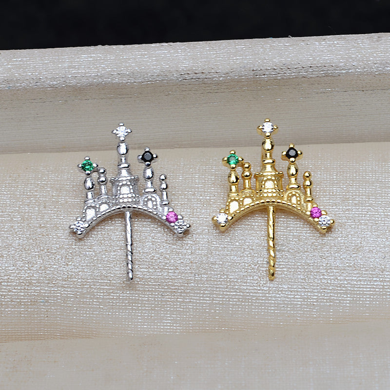 Cubic Zirconia Castle Pearl Pendant Setting-S925 Sterling Silveer - Feliz Pearl