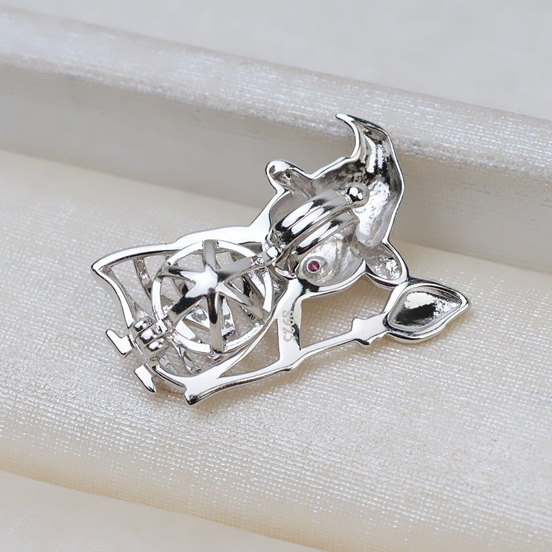 S925 Sterling Silver European Witch Pearl Cage Pendant - Feliz Pearl