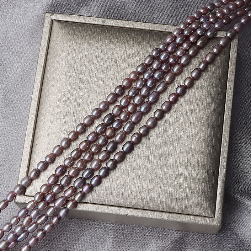 3.5-4mm Rice Shape Purple Freshwater Pearl Strands