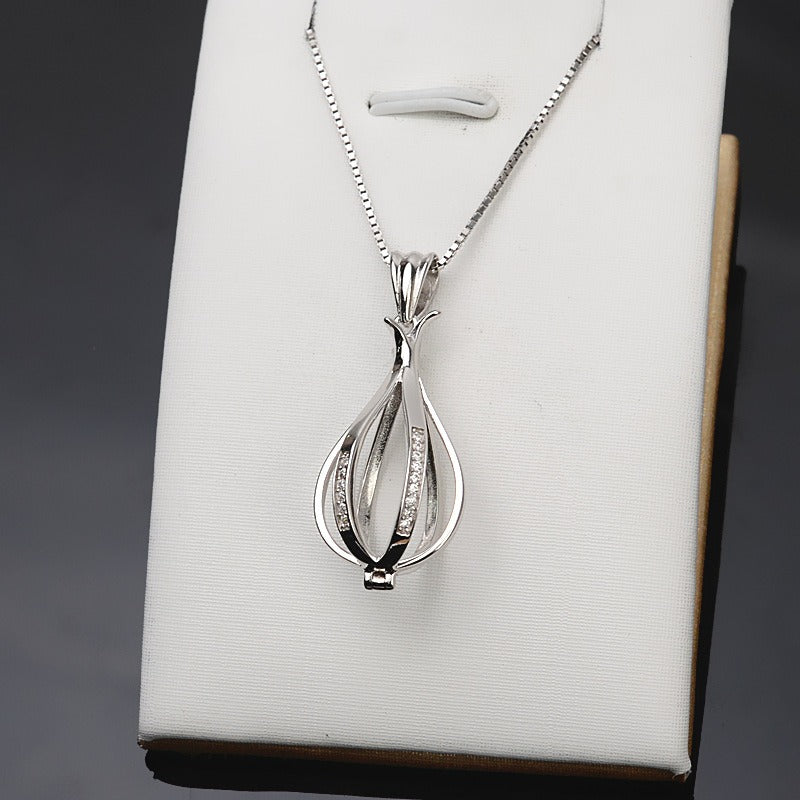 S925 Silver Big Size Bird's Cage Pearl Cage Pendant - Feliz Pearl