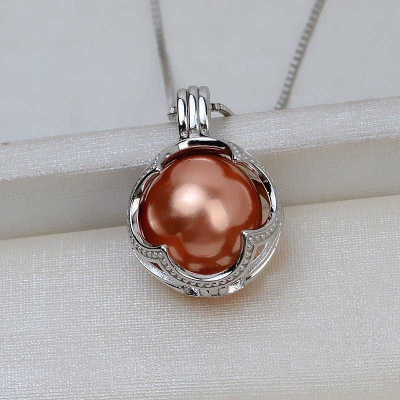 Sterling Silver Globe Pearl Cage Pendant - Feliz Pearl