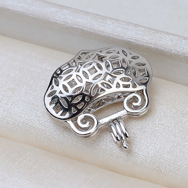 S925 Sterling Silver Lucky Lock Pearl Cage Pendant - Feliz Pearl