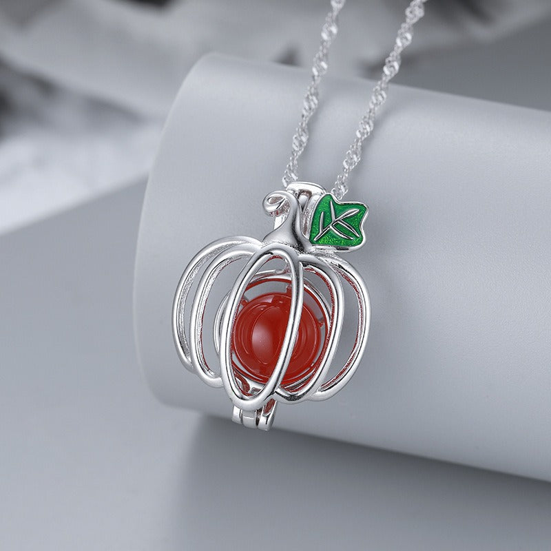 S925 Sterling Silver Pumpkin Pearl Cage Pendant - Feliz Pearl