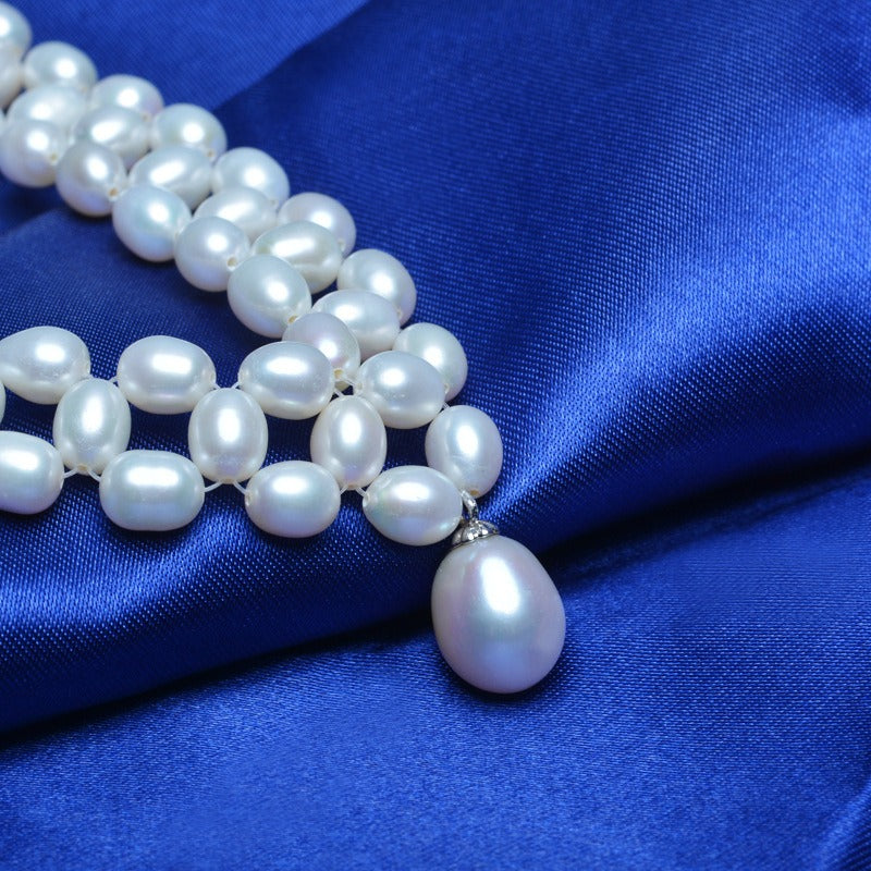 Handmade Woven Freshwater Rice Pearl Necklace - Feliz Pearl