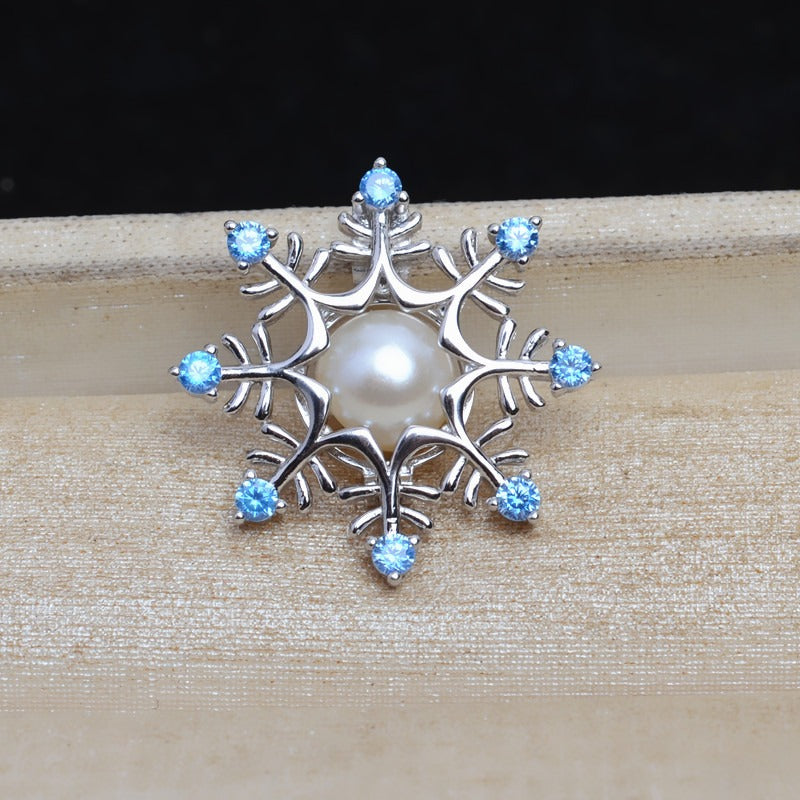 S925 Sterling Silver Snowflake Pearl Cage Pendant - Feliz Pearl