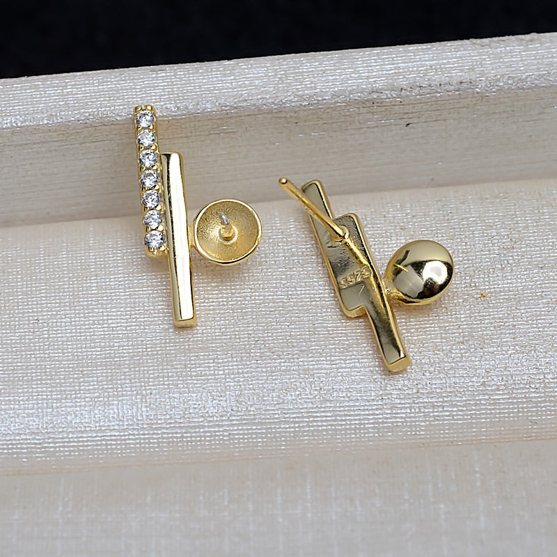 CZ Balance Beam Pearl Stud Earring Settings - Feliz Pearl