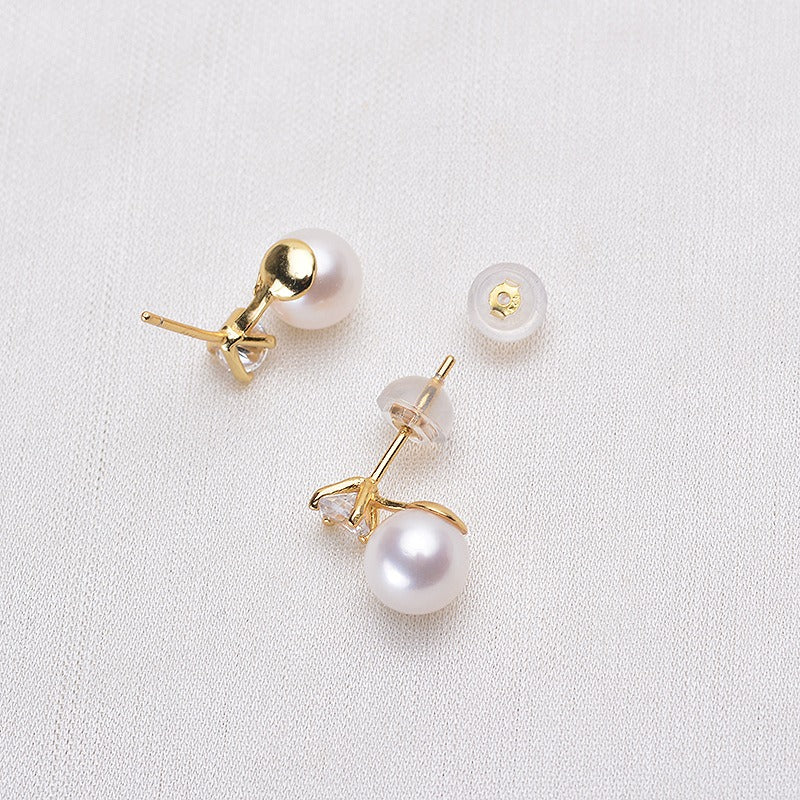 Perfect Round Freshwater Pearl Stud Earring - Feliz Pearl