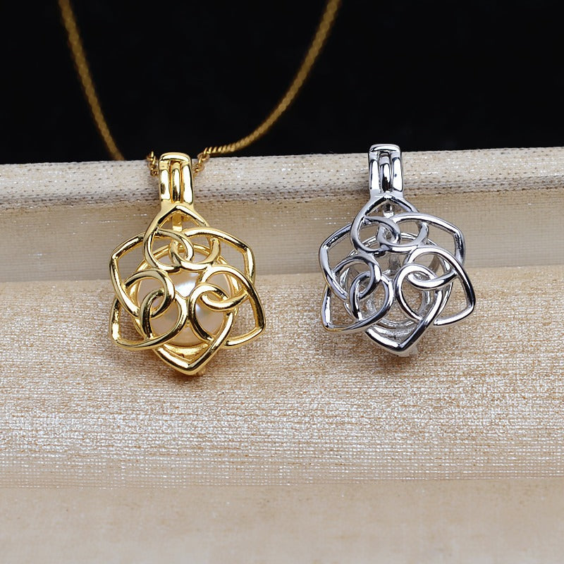Lovely Crossed Heart Pearl Cage Pendant-Feliz Pearl - Feliz Pearl