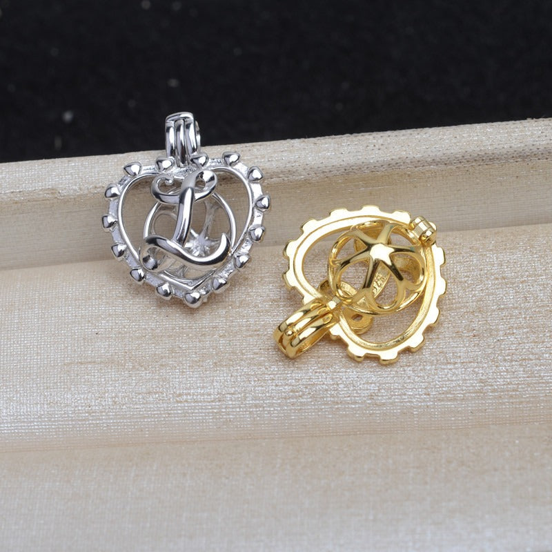 Silver Love Heart Pearl Cage Pendant-Feliz Pearl - Feliz Pearl