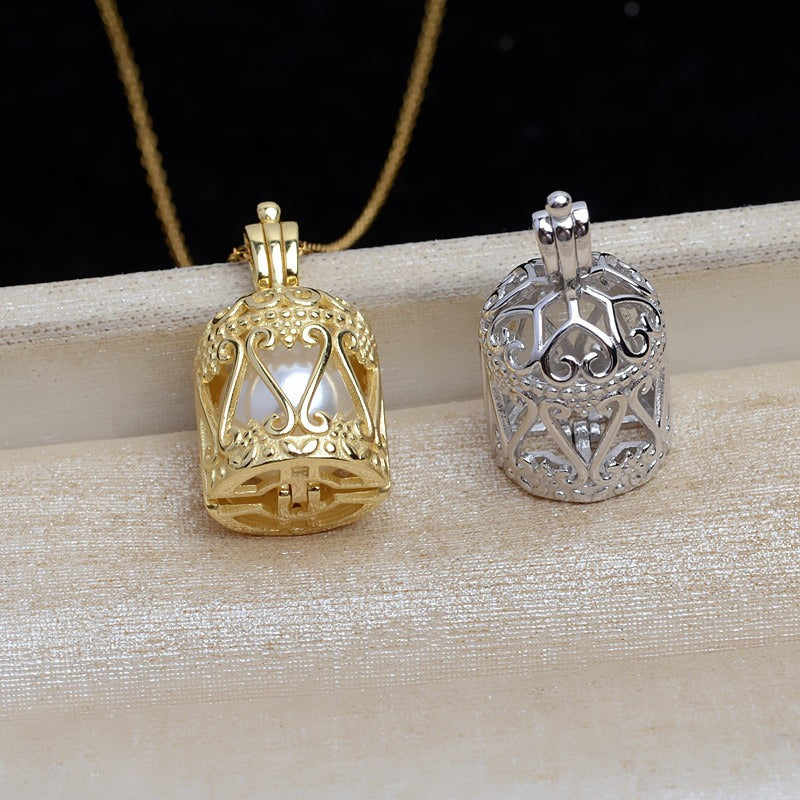 S925 Sterling Silver Luxury Bird's Cage Pearl Cage Pendant - Feliz Pearl