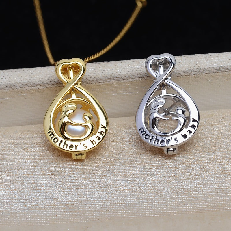 S925 Sterling Silver Mother's Baby Pearl Cage Pendant - Feliz Pearl