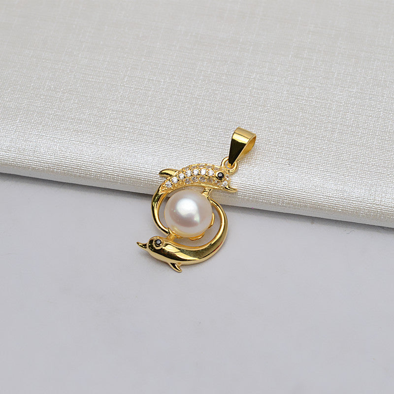Happy Dolphin Pearl Pendant Mounting-S925 Sterling Silver
