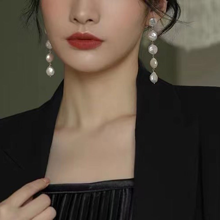 Coin Pearl Dangle Pearl Earring