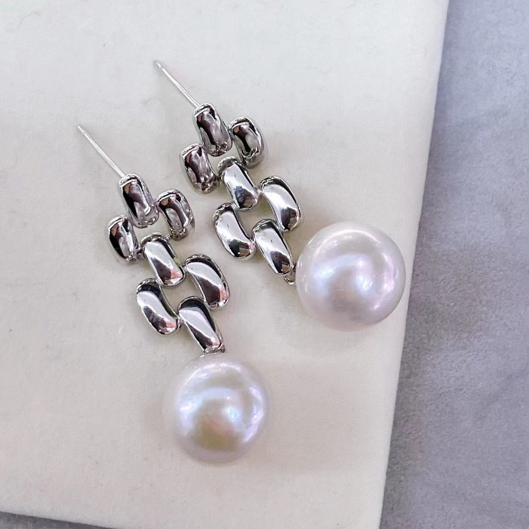 11-12mm Cultured White Edison Pearl Earring - Feliz Pearl