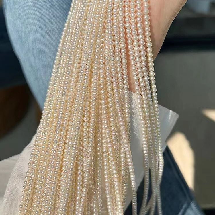 3-4mm near round tiny size freshwater pearl necklace